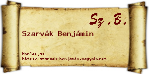 Szarvák Benjámin névjegykártya