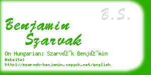 benjamin szarvak business card